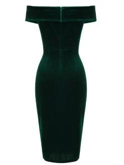 Hot Retro Stage Wine Red 1960s Velvet Bodycon Vintage Dress