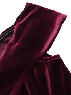 Hot Retro Stage Wine Red 1960s Velvet Bodycon Vintage Dress