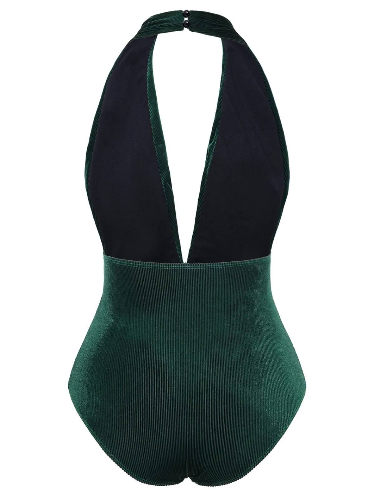 Outlet Retro Stage Wine Red 1970s Velvet Deep V-Neck Swimsuit