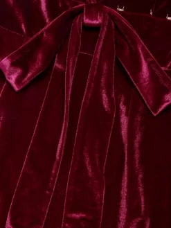 Online Retro Stage 1960s Velvet Elk Bow Dress Wine Red