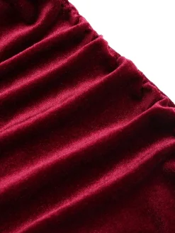 Clearance Retro Stage 1930s Velvet Spaghetti Straps Mermaid Dress Wine Red