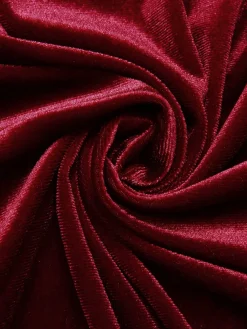 New Retro Stage 1940s V-Neck Velvet Lace Dress Wine Red