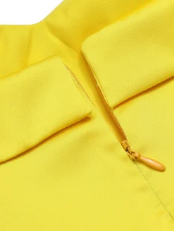 Discount Retro Stage 1960s Bow Strap Pencil Dress Yellow & Blue