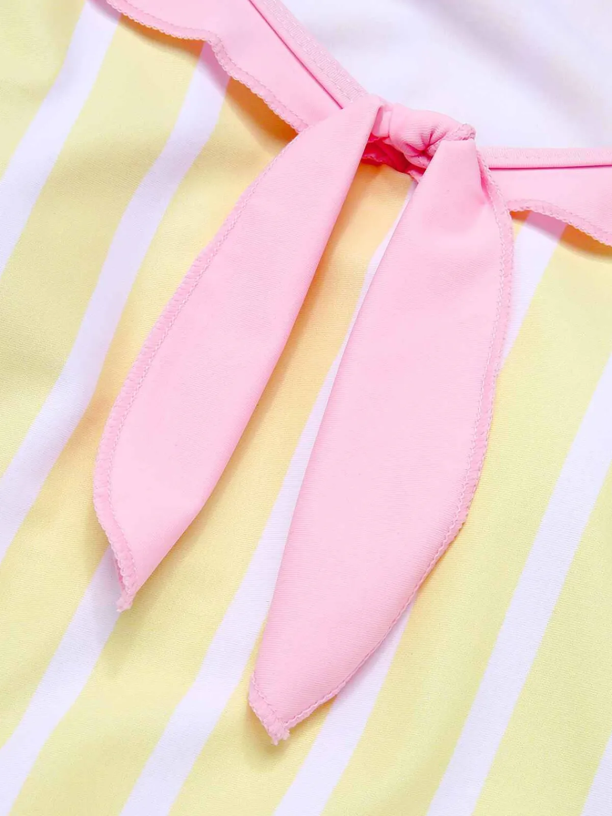 Online Retro Stage 1940s Stripe One-Piece Swimsuit Yellow & Pink