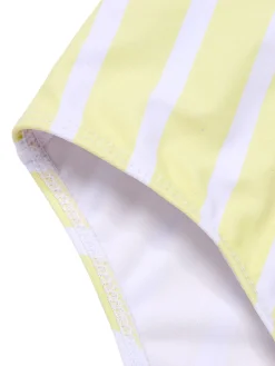 Online Retro Stage 1940s Stripe One-Piece Swimsuit Yellow & Pink