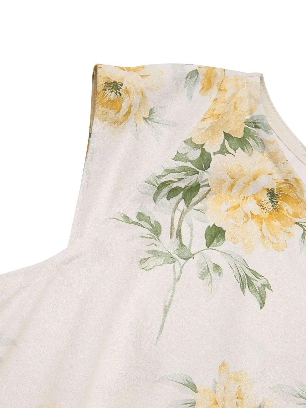 Discount Retro Stage Yellow 1950s Boat Neck Antique Floral Dress Light Yellow