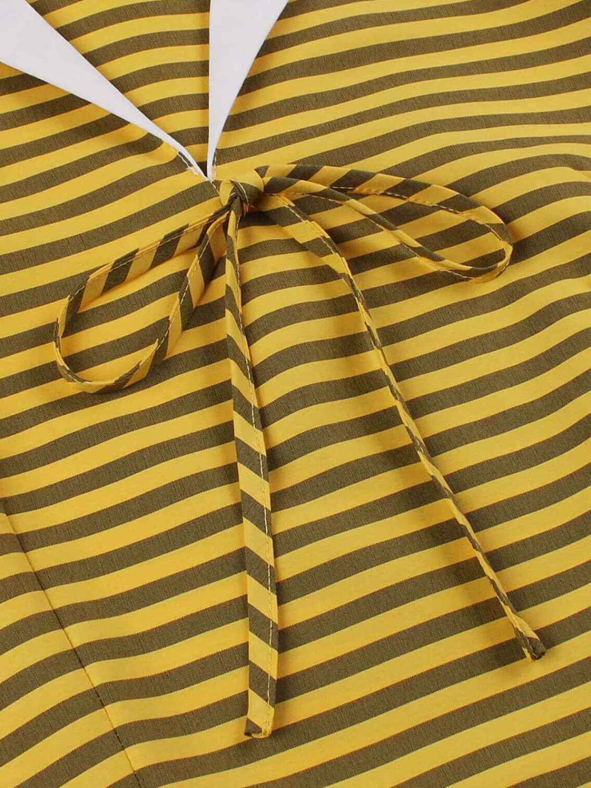 Best Retro Stage 1950s Bow Striped Swing Dress Yellow