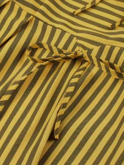 Best Retro Stage 1950s Bow Striped Swing Dress Yellow
