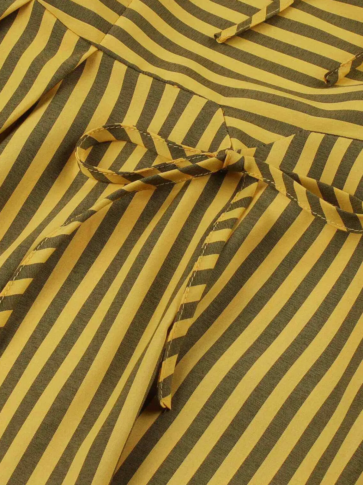 Best Retro Stage 1950s Bow Striped Swing Dress Yellow