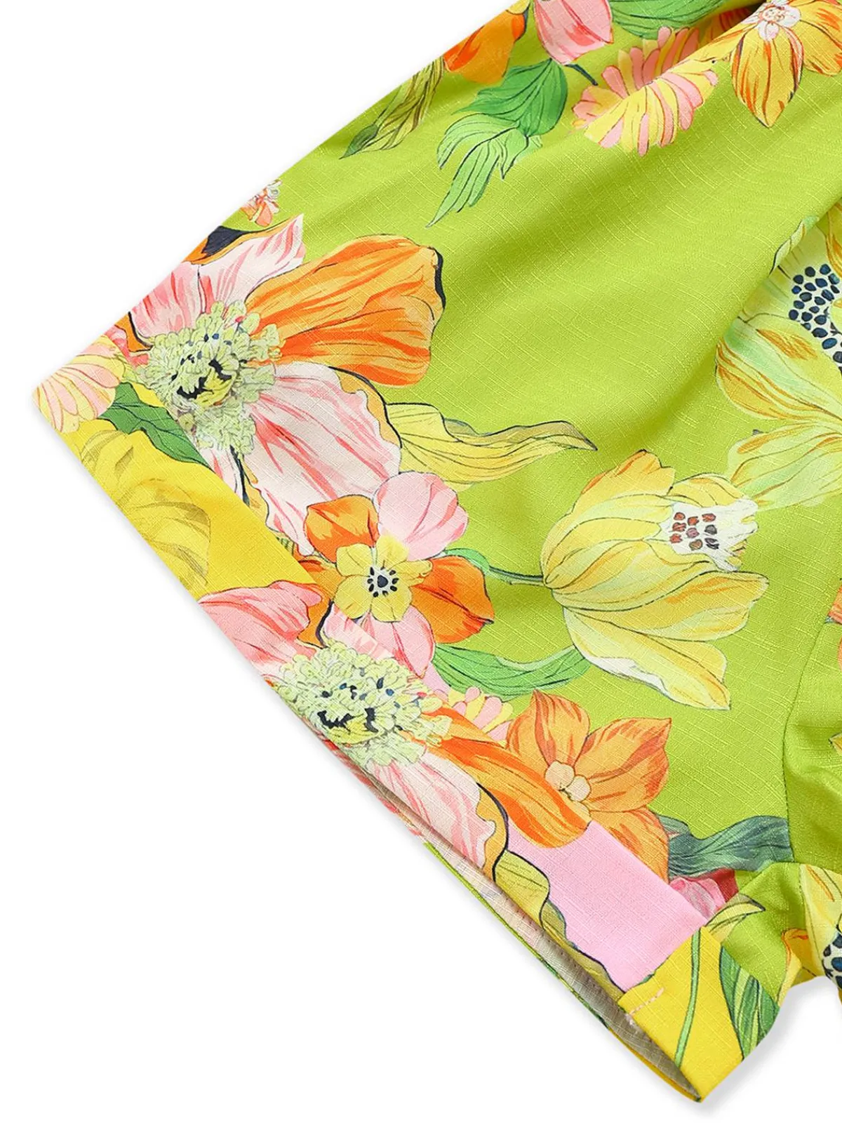 Sale Retro Stage 1960s Floral Deep V-Neck Long Sleeves Romper Yellow