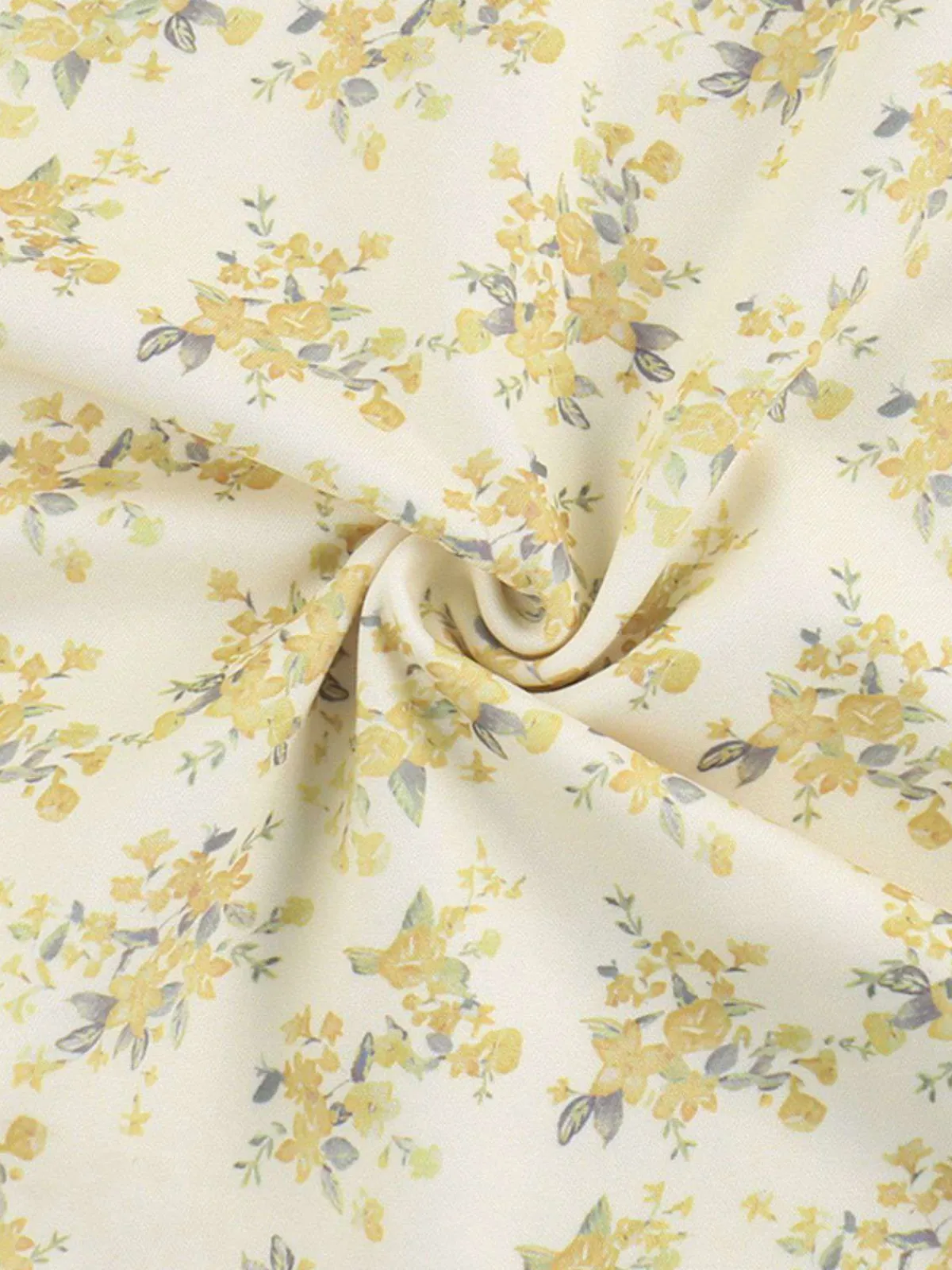 New Retro Stage 1960s Floral Puff Sleeves V-Neck Dress Yellow