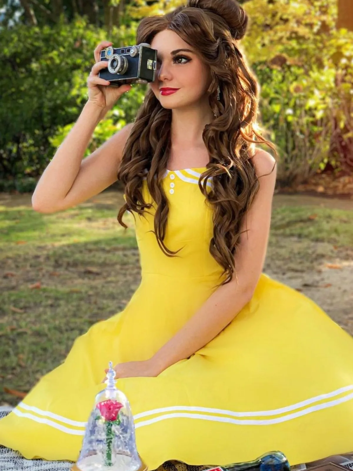 Fashion Retro Stage 1950s Halter Swing Dress Yellow