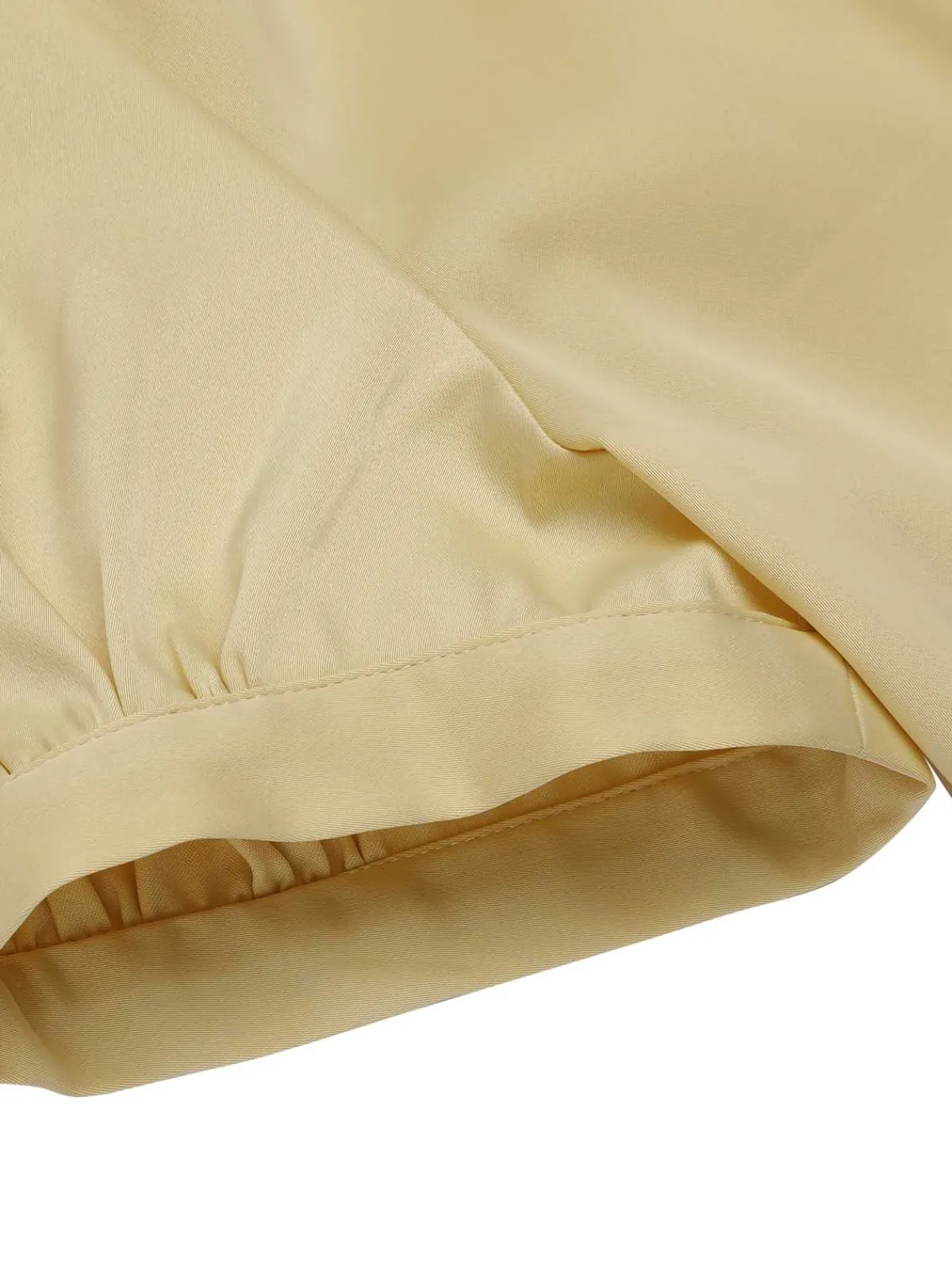 Discount Retro Stage 1940s Lapel Puff Sleeve Solid Blouse Yellow