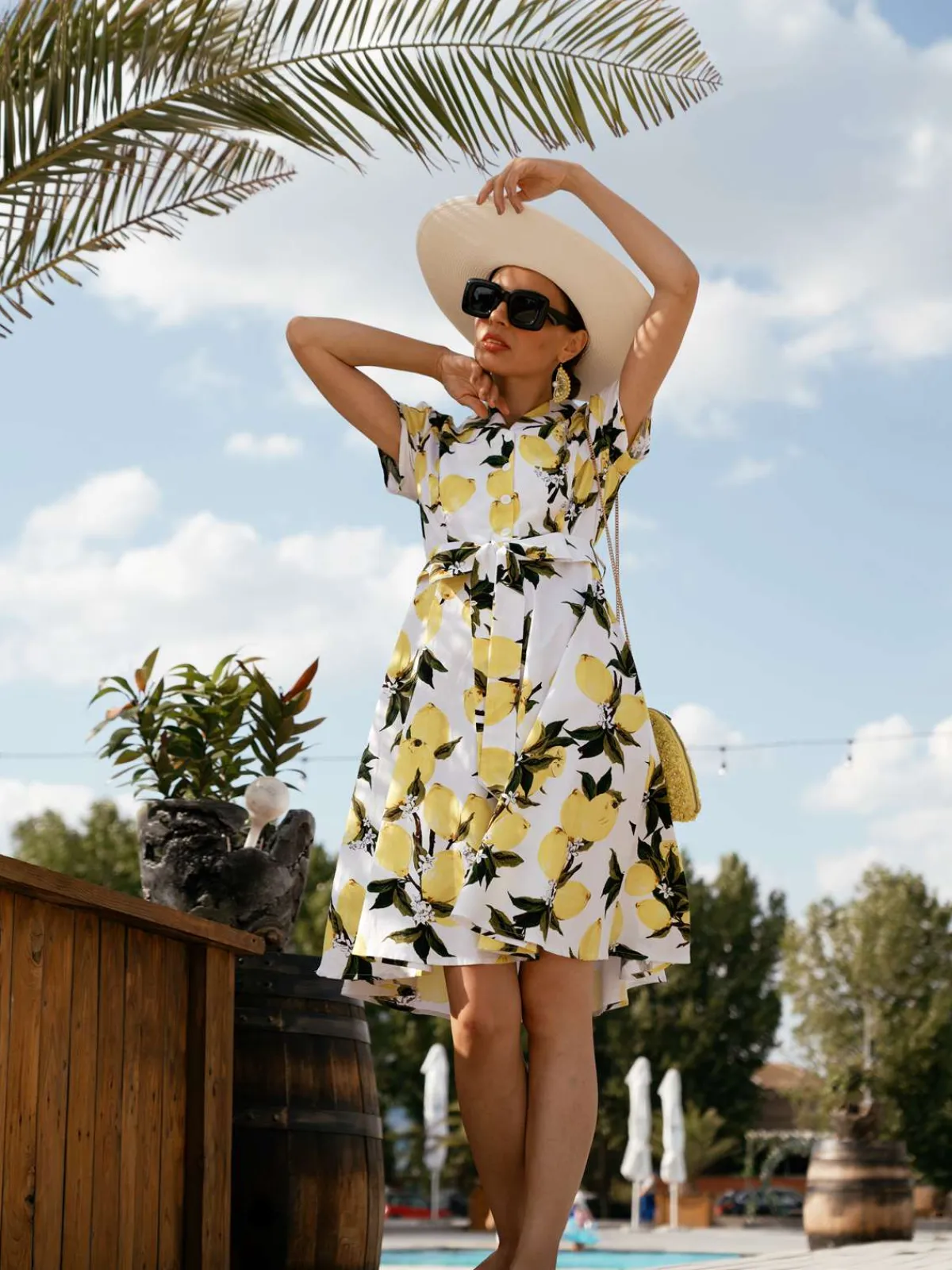 Best Retro Stage 1950s Lemon Bow Swing Dress Yellow