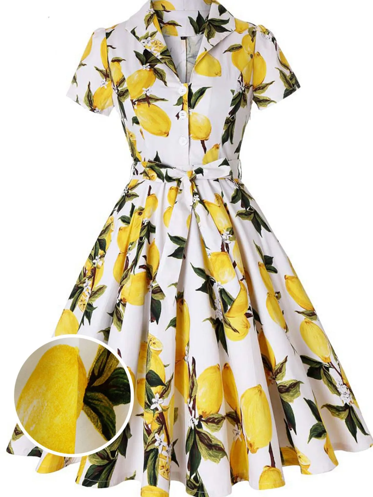 Best Retro Stage 1950s Lemon Bow Swing Dress Yellow