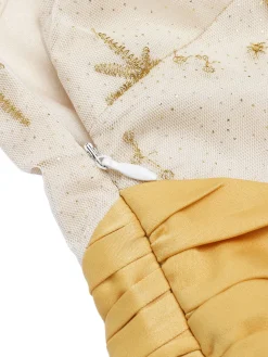 Fashion Retro Stage 1950s Mesh Patchwork Swing Dress Yellow