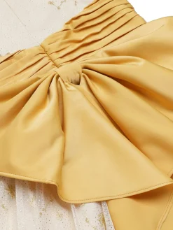 Fashion Retro Stage 1950s Mesh Patchwork Swing Dress Yellow