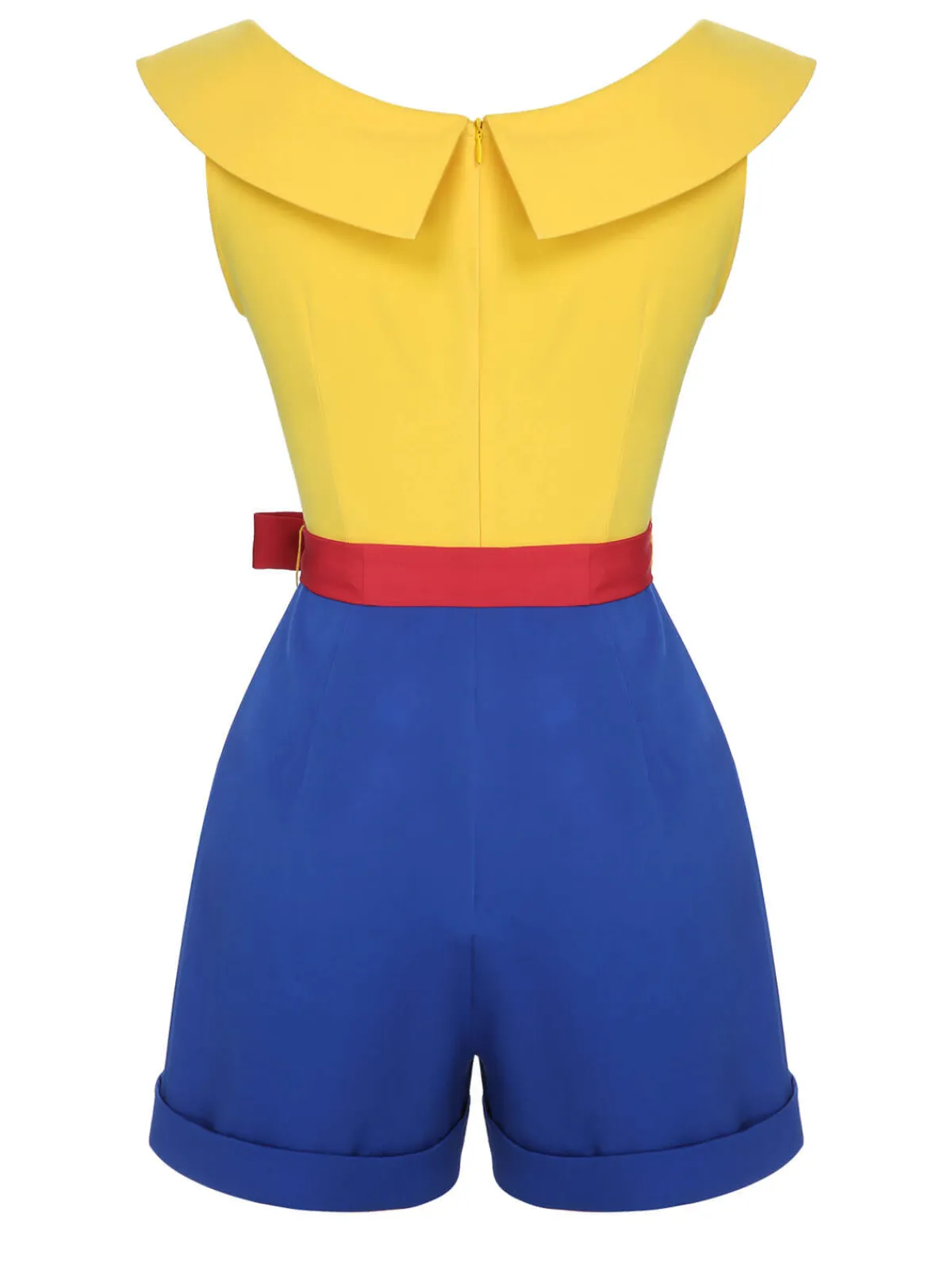 Clearance Retro Stage 1950s Off-Shoulder Buttons Romper Yellow