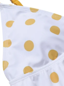 Sale Retro Stage 1940s Polka Dot Ruffle Swimsuit Yellow