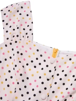 Discount Retro Stage 1950s Polka Dots Button Dress Yellow