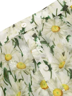 Outlet Retro Stage Yellow 1950s Romper & White Floral Skirt Yellow & White