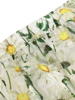 Outlet Retro Stage Yellow 1950s Romper & White Floral Skirt Yellow & White