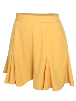 New Retro Stage 1950s Ruffled Pockets Shorts Yellow