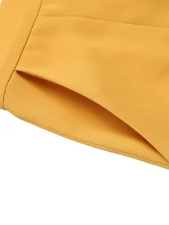 New Retro Stage 1950s Ruffled Pockets Shorts Yellow