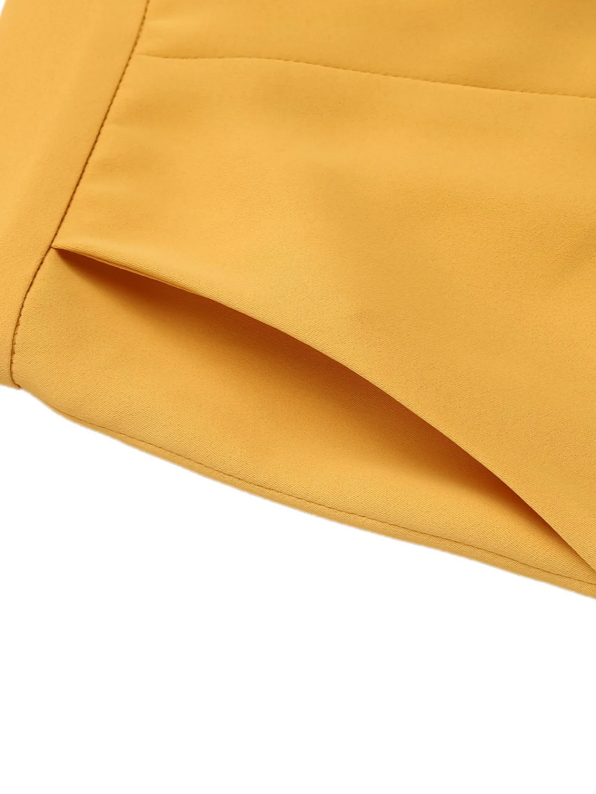 New Retro Stage 1950s Ruffled Pockets Shorts Yellow