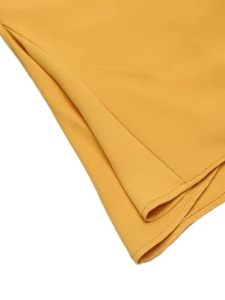 New Retro Stage 1950s Ruffled Pockets Shorts Yellow
