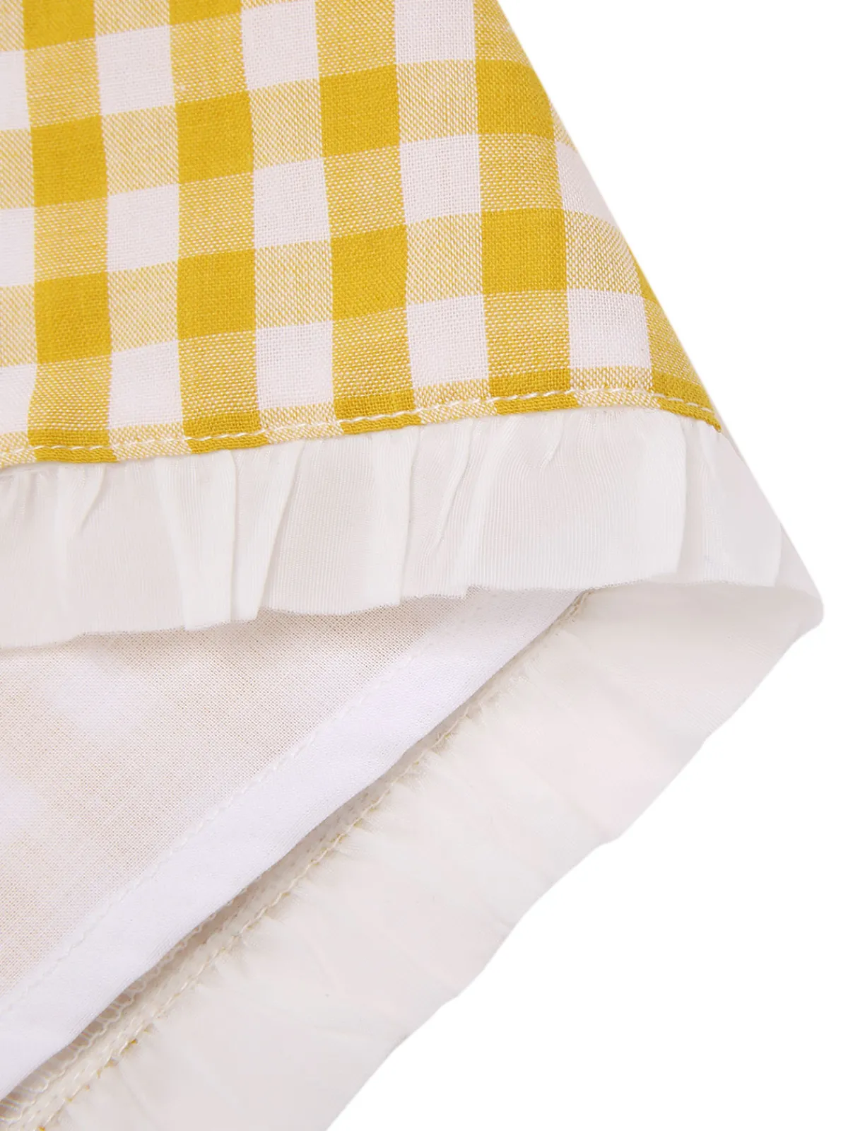 Outlet Retro Stage 1960s Ruffles Plaid Skirt Yellow