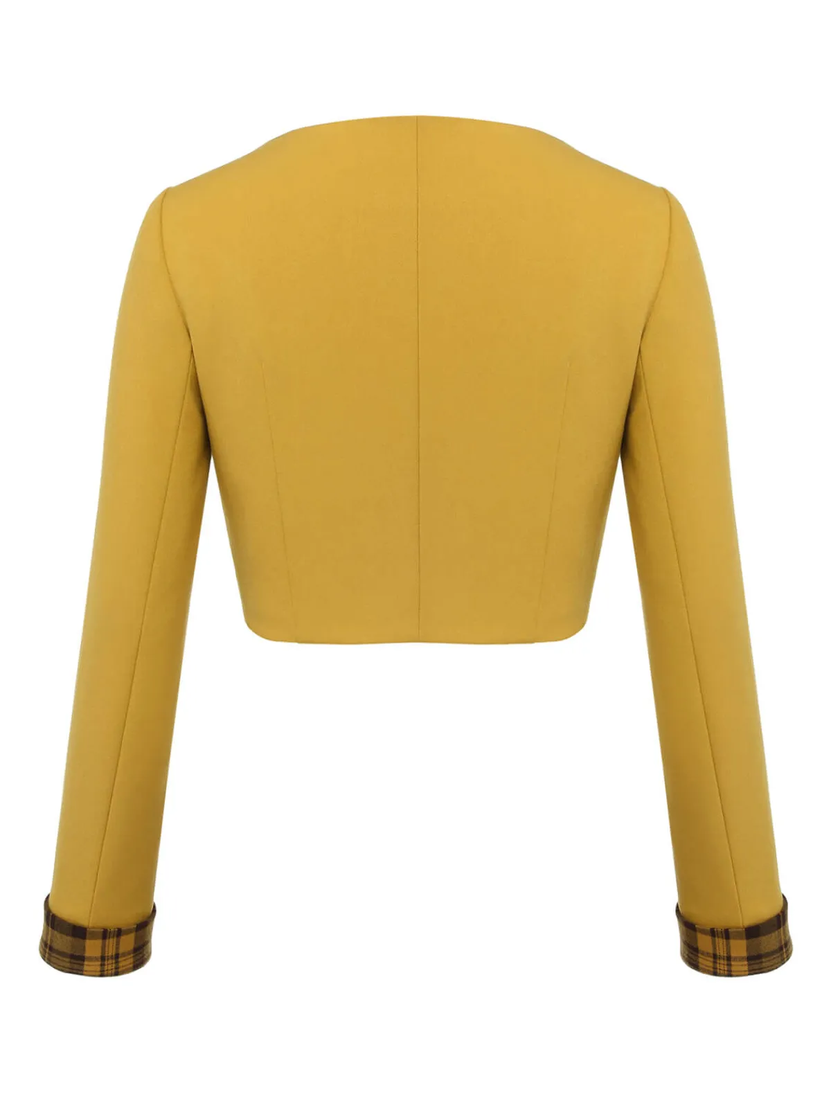 Fashion Retro Stage 1950s Solid Button Short Coat Yellow