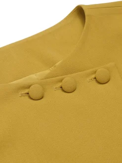 Fashion Retro Stage 1950s Solid Button Short Coat Yellow