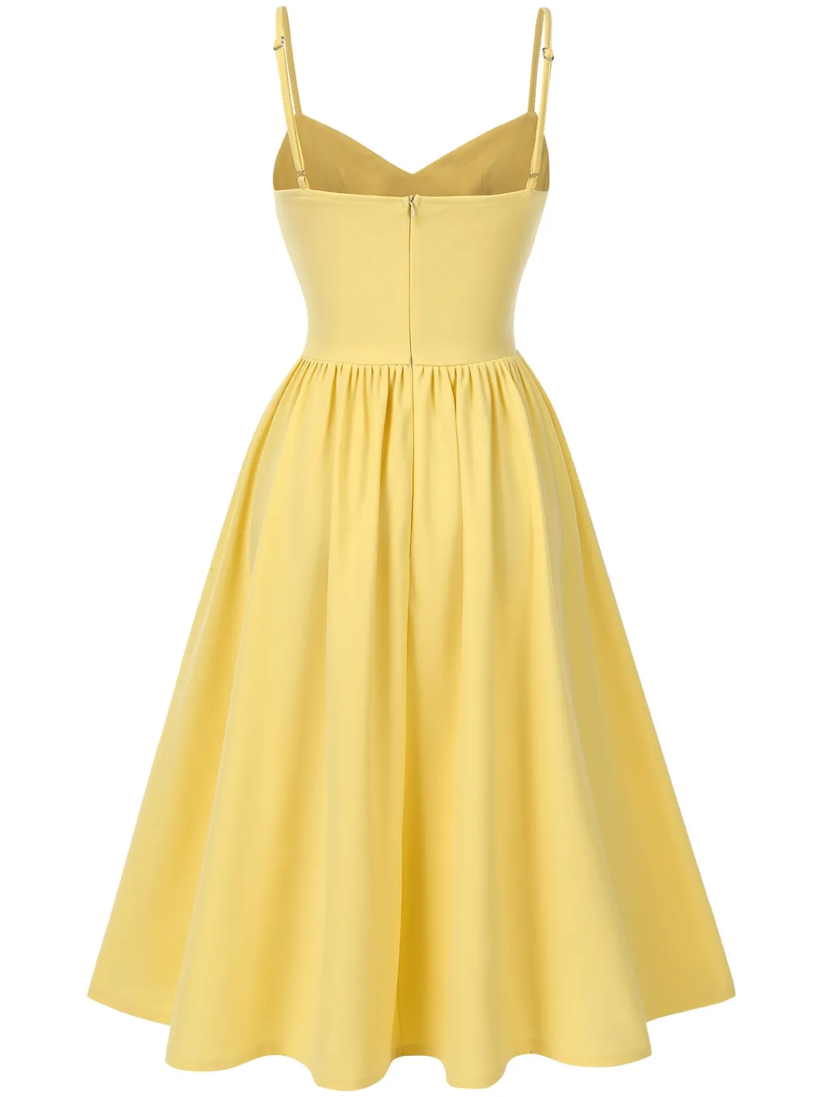 Hot Retro Stage 1940s Solid Corset Spaghetti Straps Dress Yellow