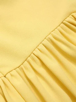 Hot Retro Stage 1940s Solid Corset Spaghetti Straps Dress Yellow