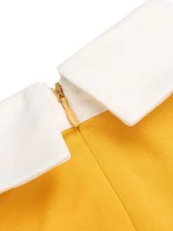 New Retro Stage 1950s Solid Swing Dress Yellow
