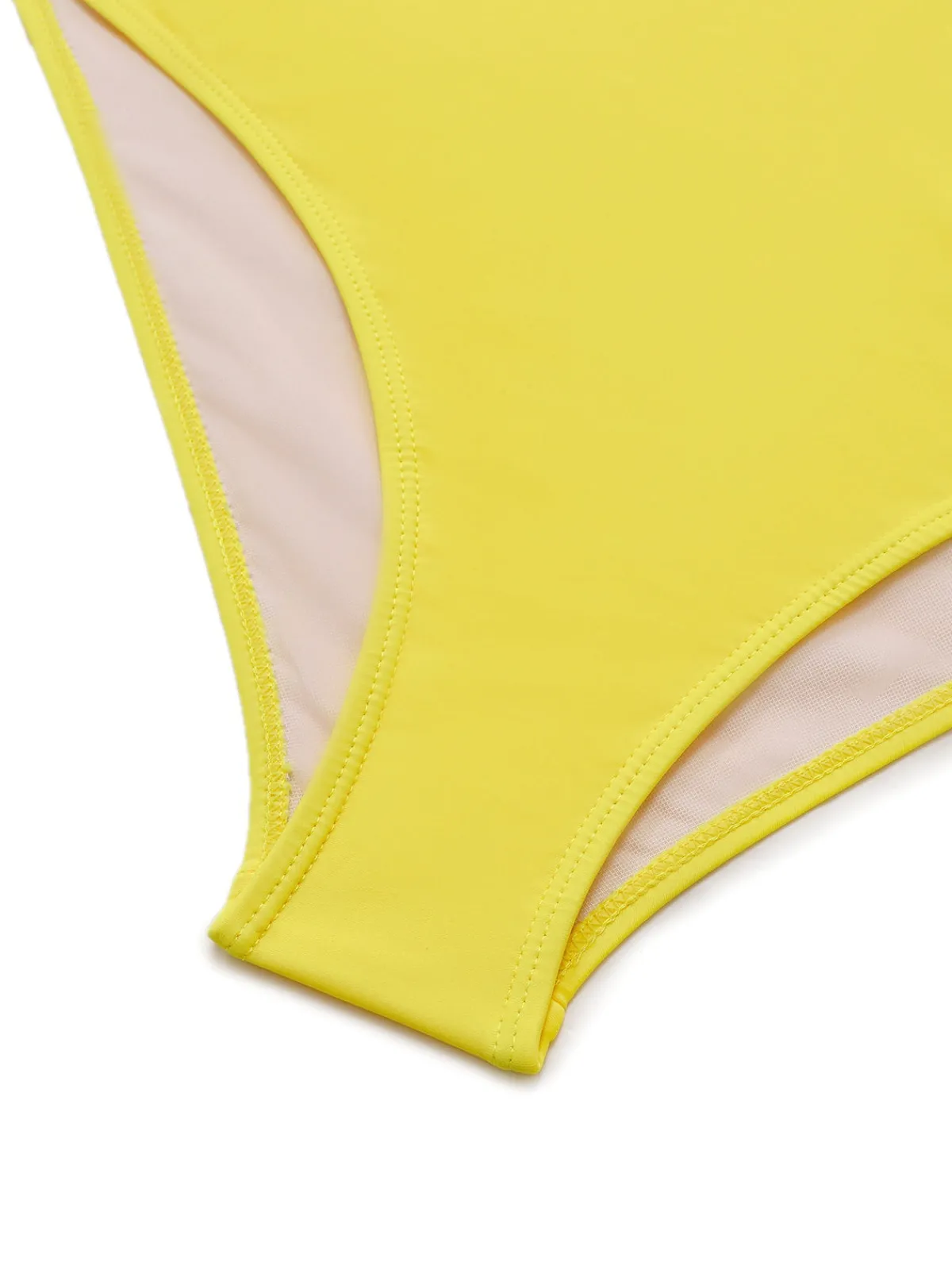 Outlet Retro Stage 1940s Solid Tummy Control Straps Swimsuit Yellow