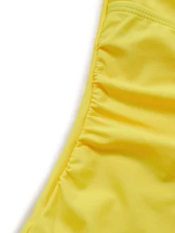 Outlet Retro Stage 1940s Solid Tummy Control Straps Swimsuit Yellow