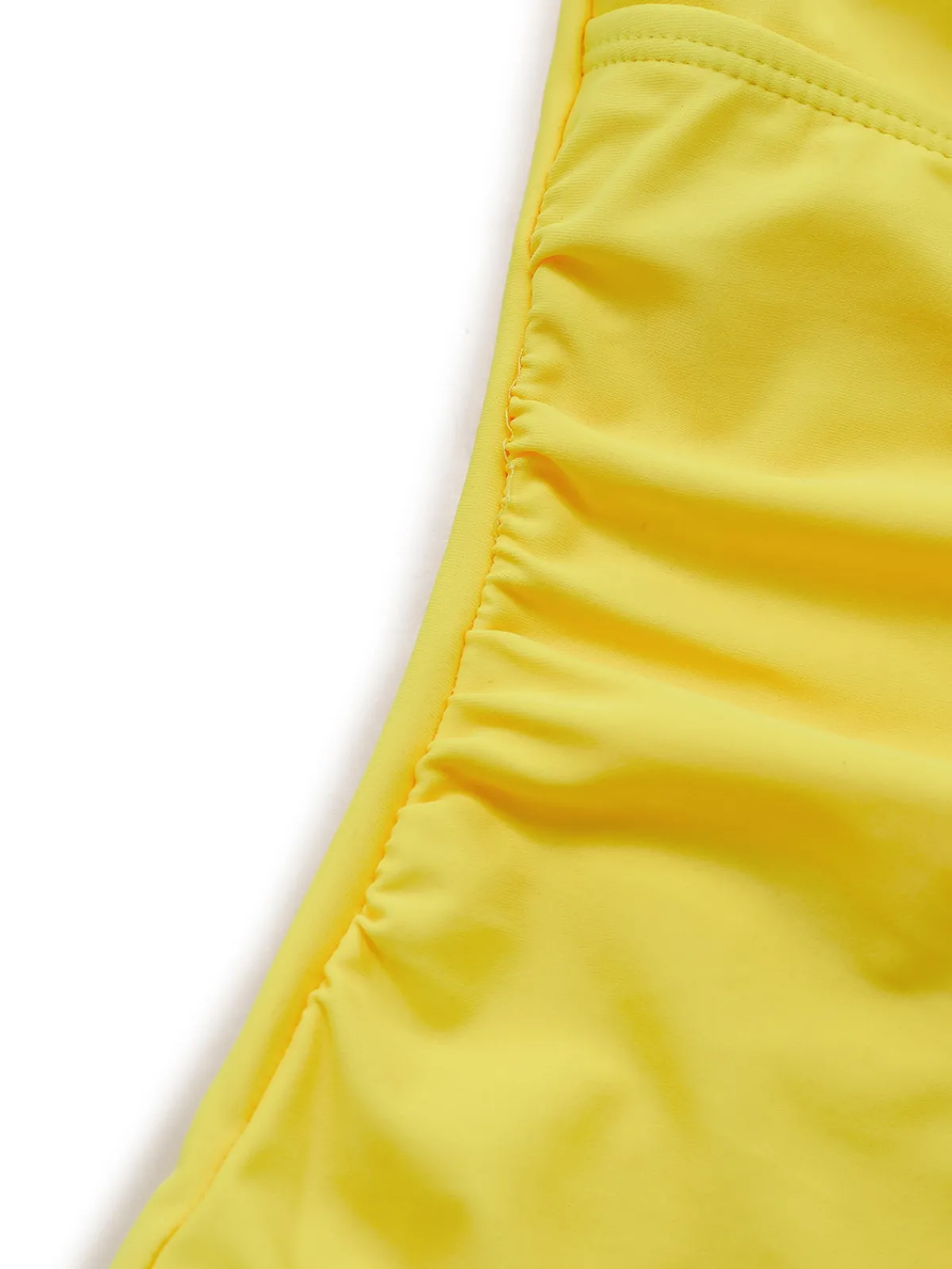 Outlet Retro Stage 1940s Solid Tummy Control Straps Swimsuit Yellow