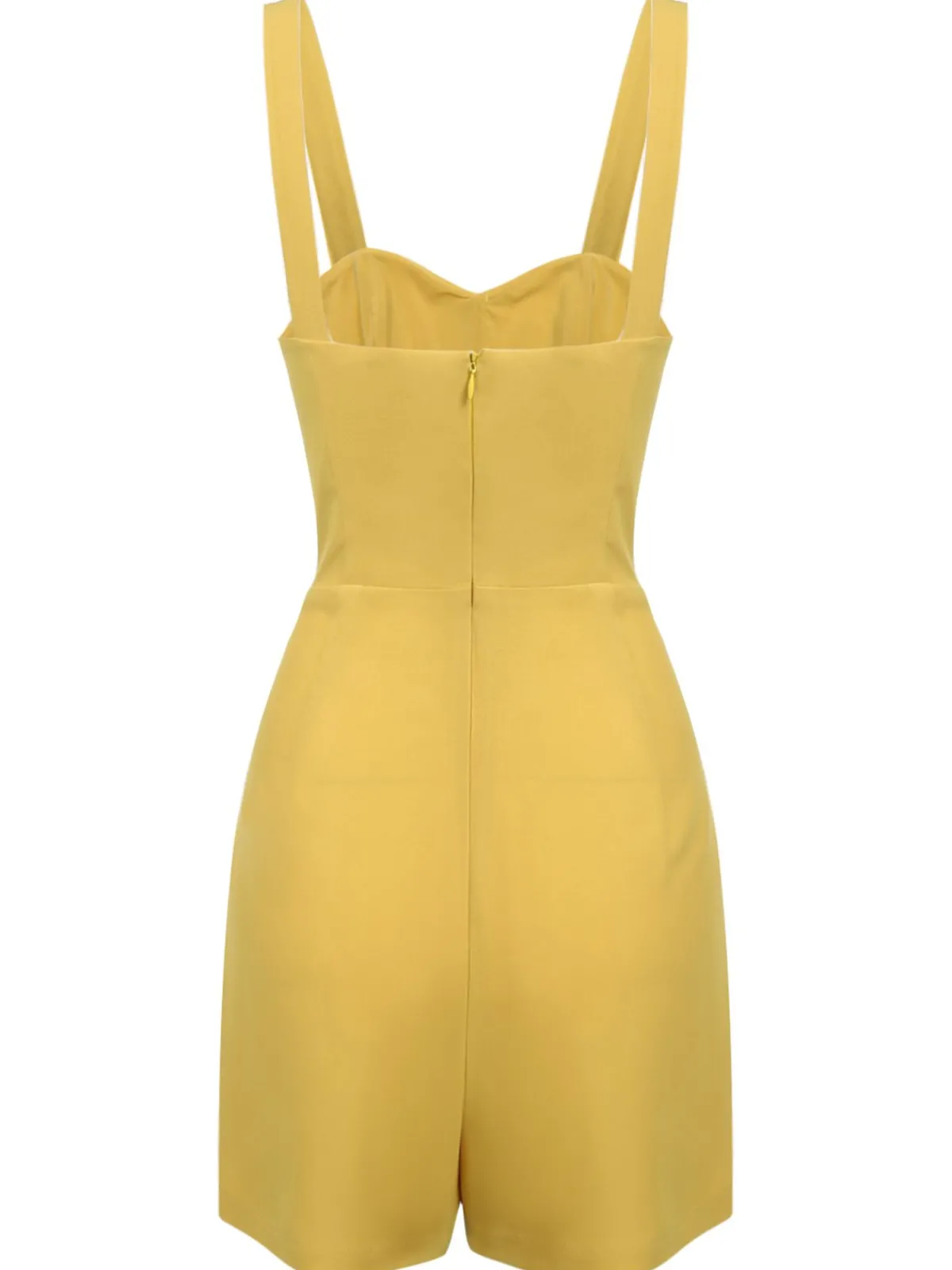 New Retro Stage 1950s Spaghetti Strap Button Romper Yellow