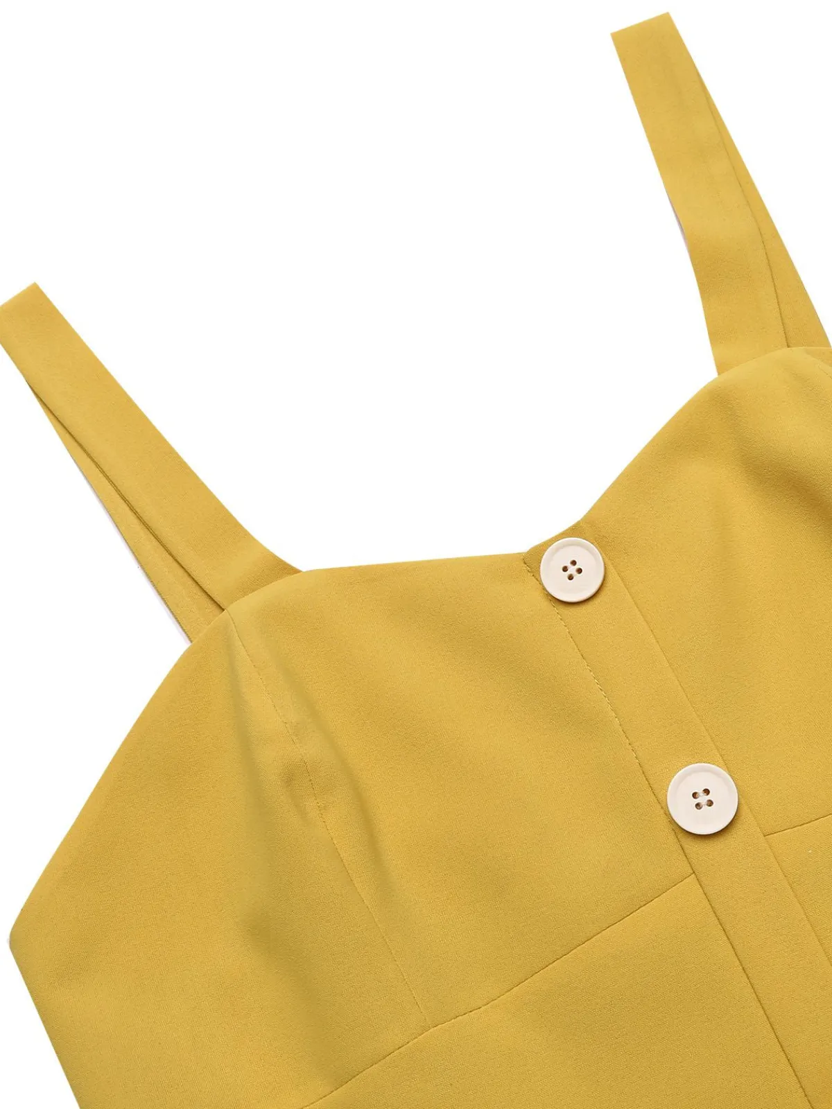 New Retro Stage 1950s Spaghetti Strap Button Romper Yellow