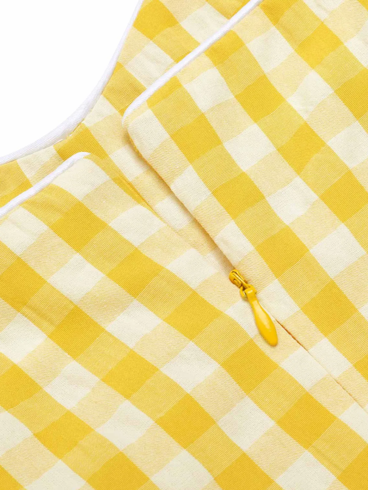 New Retro Stage 1950s Spaghetti Strap Plaids Romper Yellow