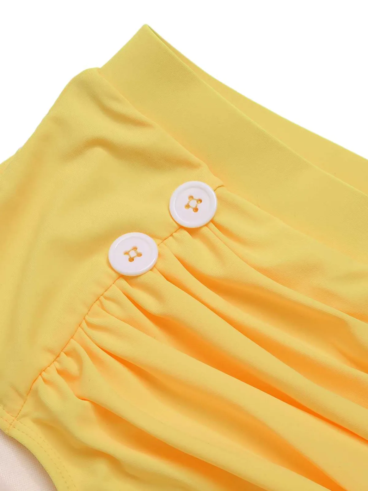 Discount Retro Stage 1950s Spaghetti Strap Sunflower Plaids Swimsuit Yellow
