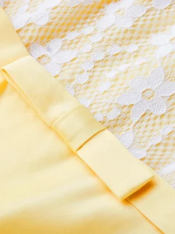 Clearance Retro Stage 1950s Stain Lace Strap Dress Yellow