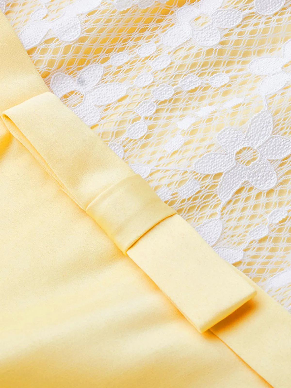 Clearance Retro Stage 1950s Stain Lace Strap Dress Yellow