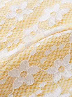 Clearance Retro Stage 1950s Stain Lace Strap Dress Yellow