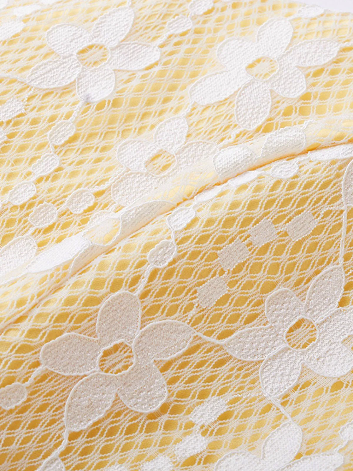 Clearance Retro Stage 1950s Stain Lace Strap Dress Yellow