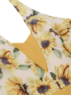Hot Retro Stage 1950s Sunflower Halter Romper Yellow