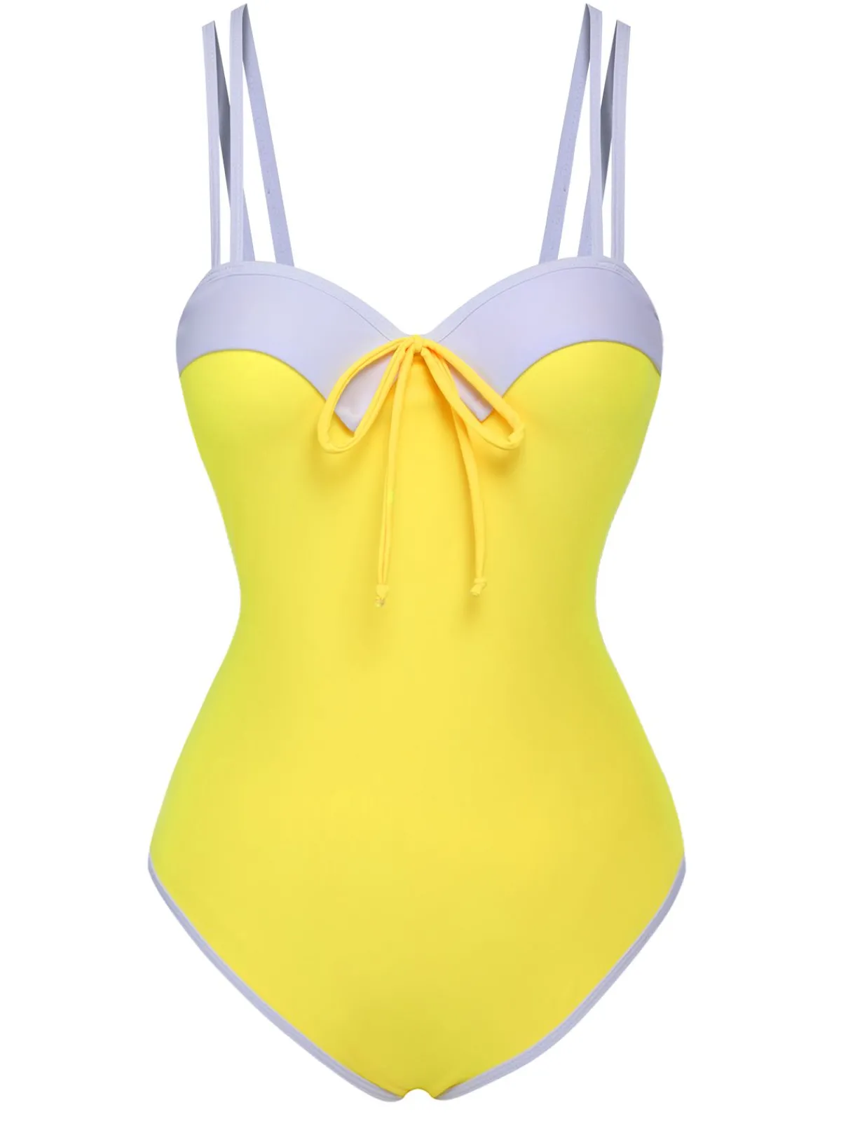 Online Retro Stage 1950s Suspender Swimsuit & Daisy Cover-Up Yellow
