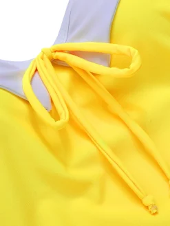 Online Retro Stage 1950s Suspender Swimsuit & Daisy Cover-Up Yellow